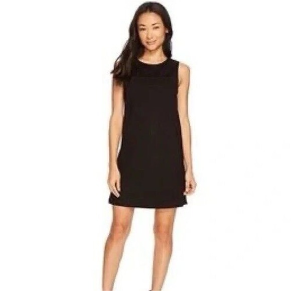 Lilla P Women’s Black Stretch Velvet Sleeveless Crew-Neck Shift Mini Dress Large - Picture 1 of 6